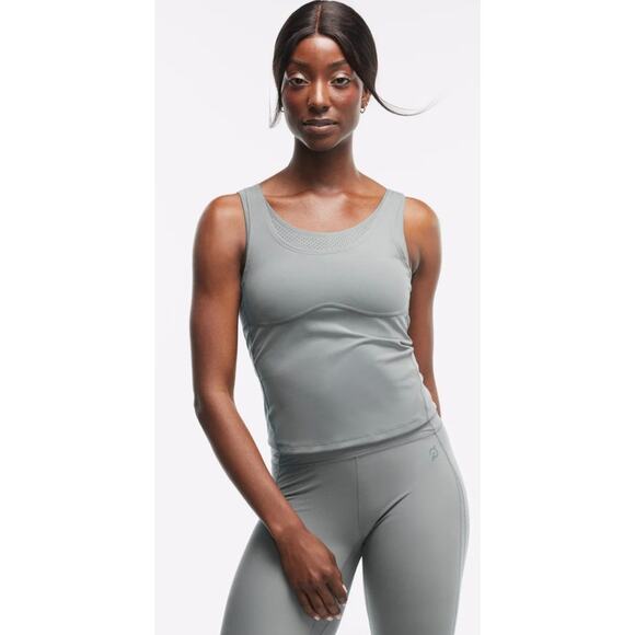 Peloton Women Medium Sage Green (Gray) "Cadent Laser Perforated" Tank top NEW - Picture 1 of 9